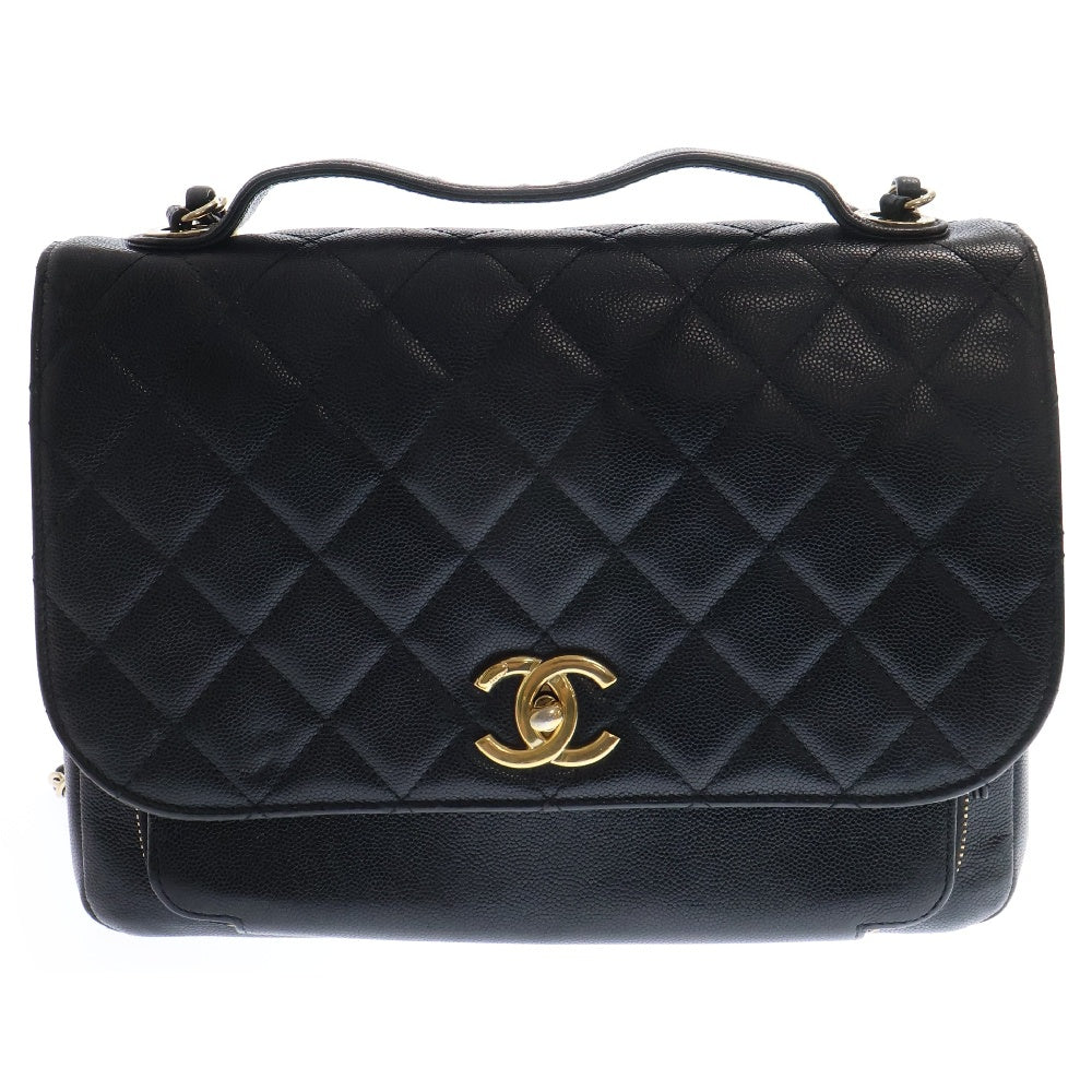 CHANEL(シャネル) マトラッセ ビジネス アフィニティ ラージ 2WAY キャビアスキン チェーンショルダーハンドバッグ ブラック レディース A93608