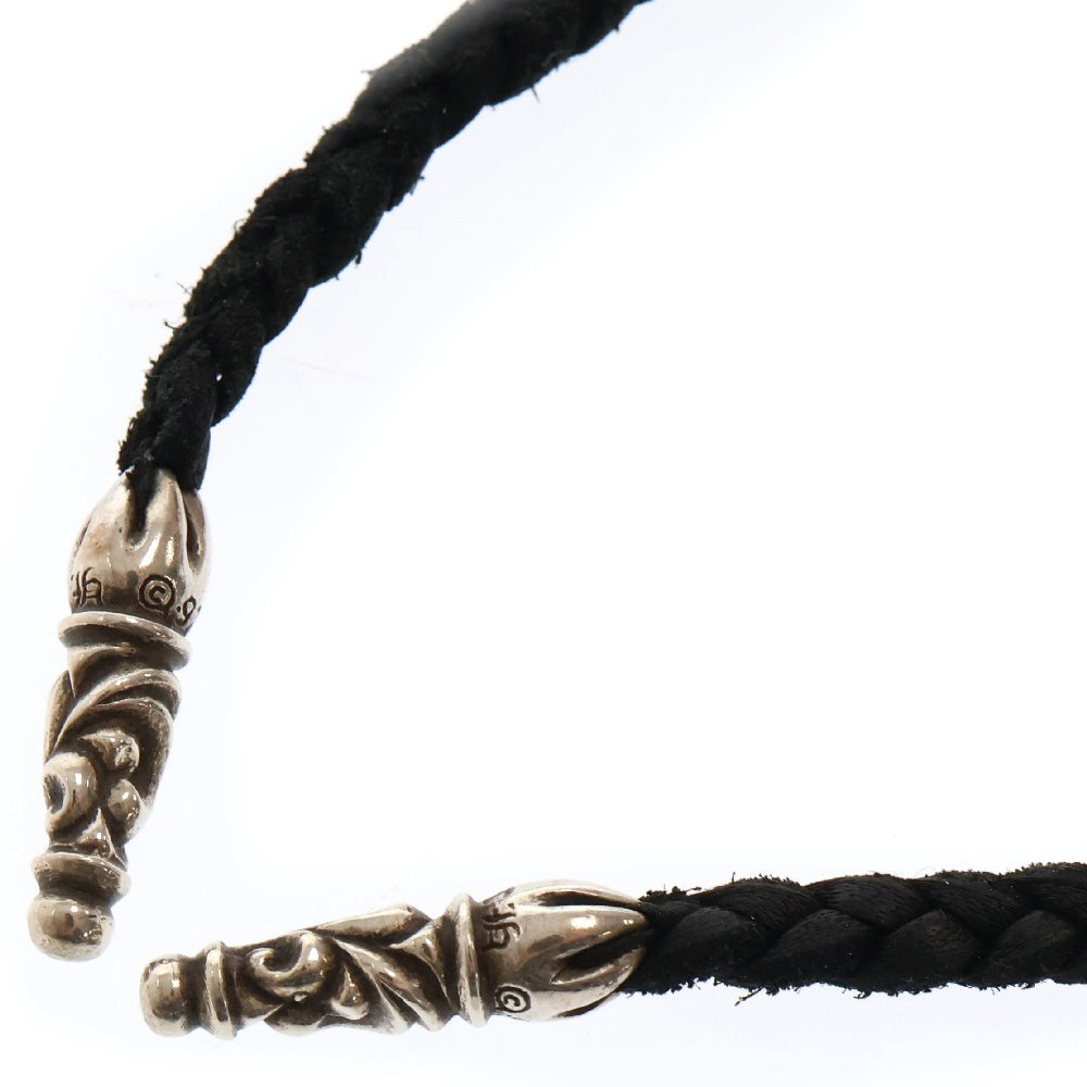 CHROME HEARTS(クロムハーツ) LEATHER BRAID SCROLL ネックレス レザーブレイドネックレス ブラック/シルバー BCA377