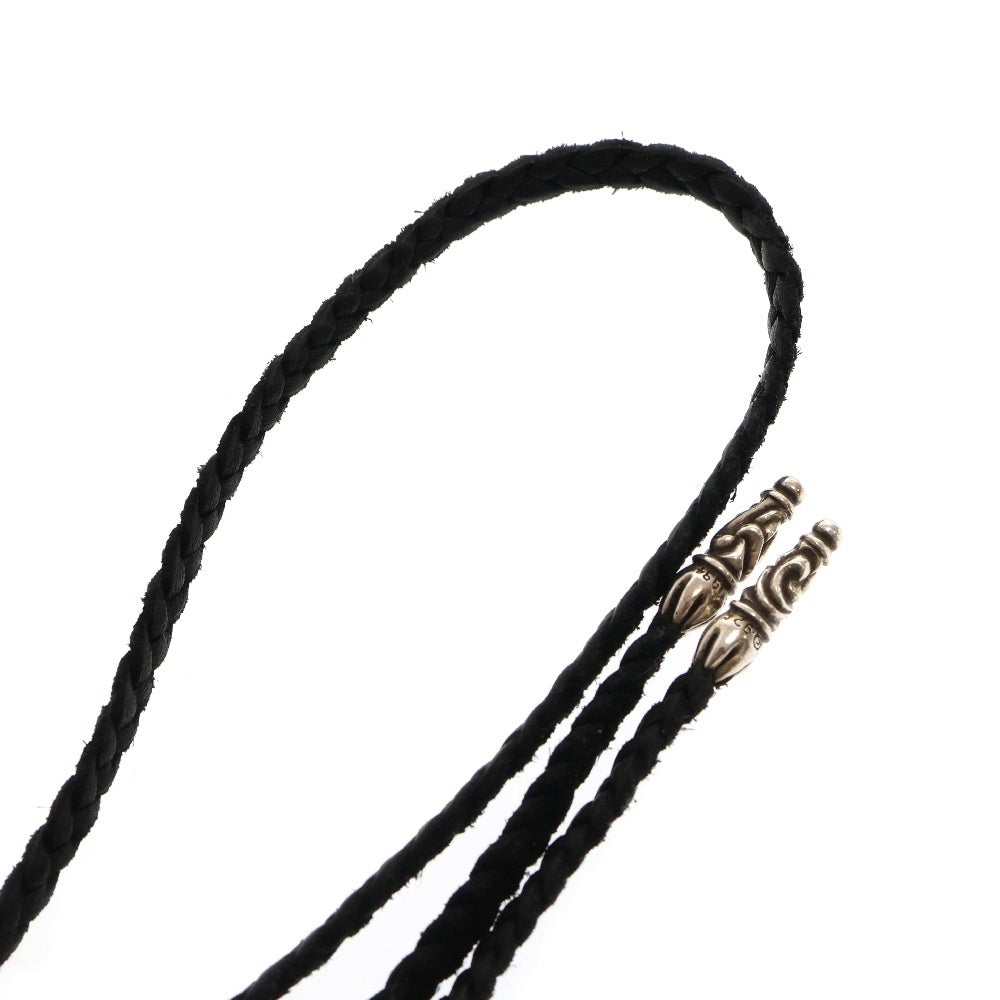 CHROME HEARTS(クロムハーツ) LEATHER BRAID SCROLL ネックレス レザーブレイドネックレス ブラック/シルバー BCA377
