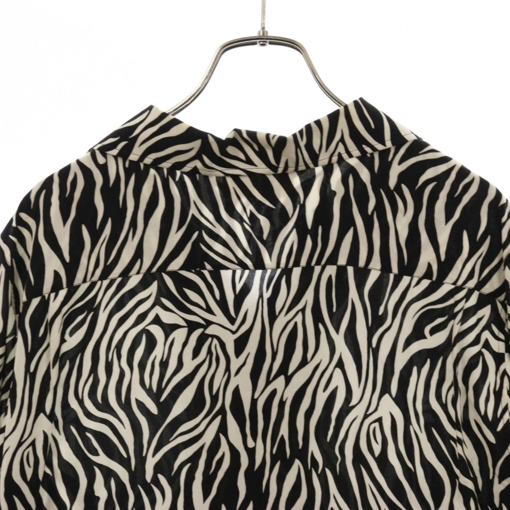 CELINE(セリーヌ) 20SS ゼブラ柄 オープンカラー半袖シャツ レディース ブラック/ホワイト 2C036843H