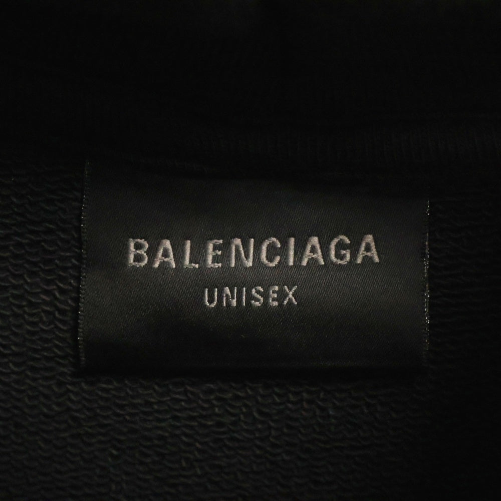BALENCIAGA(バレンシアガ) 24AW Cropped Hoodie フロントプリントロゴ クロップドパーカー レディース ブラック/ブルー 783397 TRVC3
