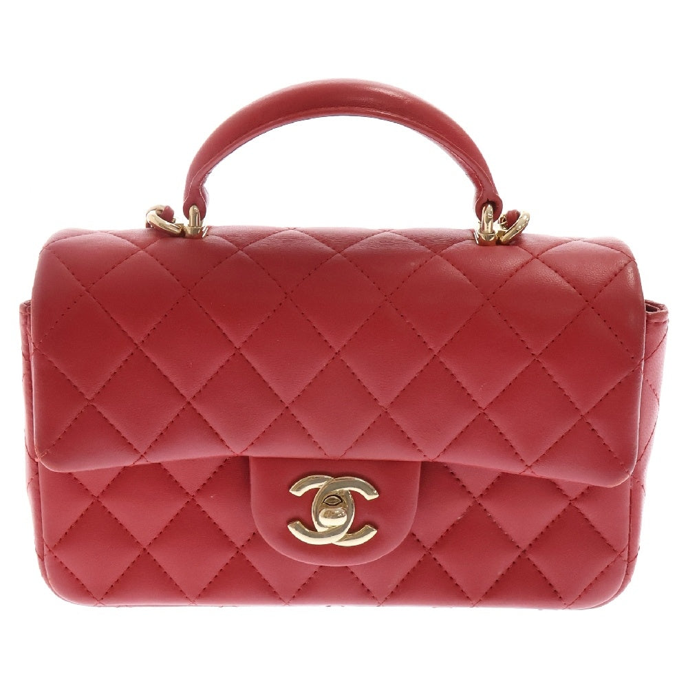 CHANEL(シャネル) ミニマトラッセ ラムスキン 2WAY チェーンショルダー ハンドバッグ レディース レッド AS2431