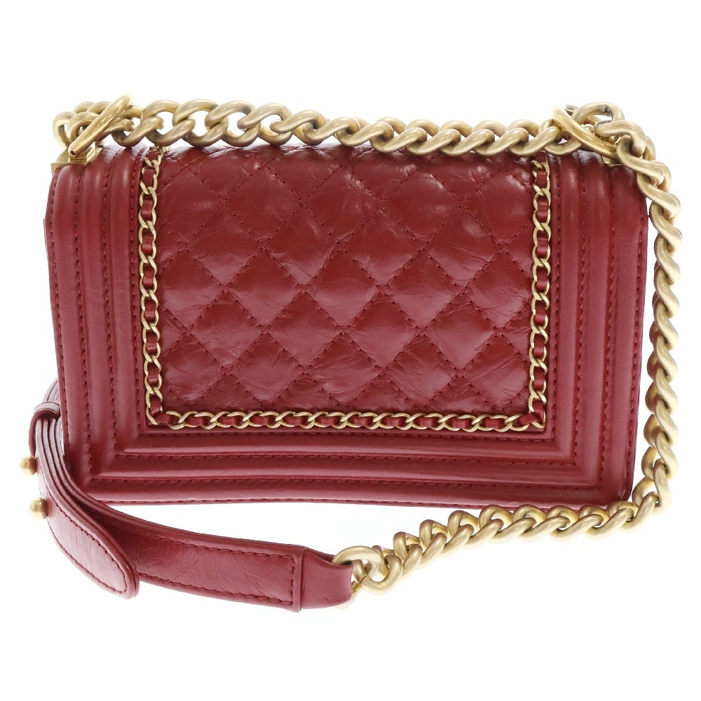 CHANEL(シャネル) ボーイシャネル ココマーク カーフスキン チェーンショルダーバッグ レッド