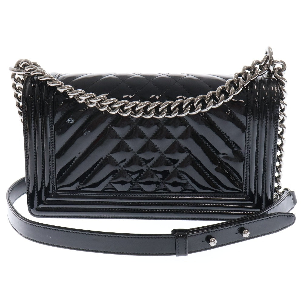 CHANEL(シャネル) ボーイシャネル ココマーク パテントレザー チェーンショルダーバッグ ブラック A90191