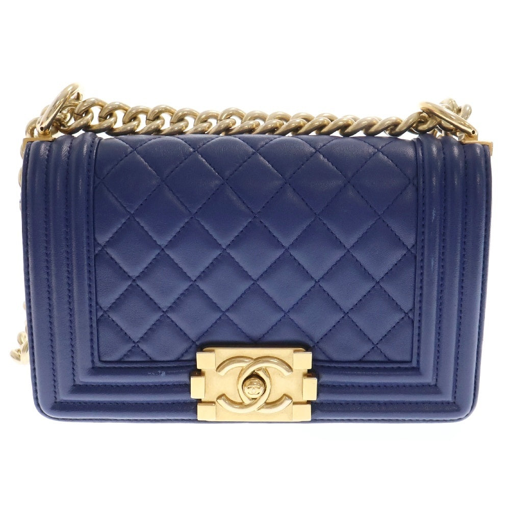 CHANEL(シャネル) ボーイシャネル ココマーク ラムスキン チェーンショルダーバッグ ブルー A67685