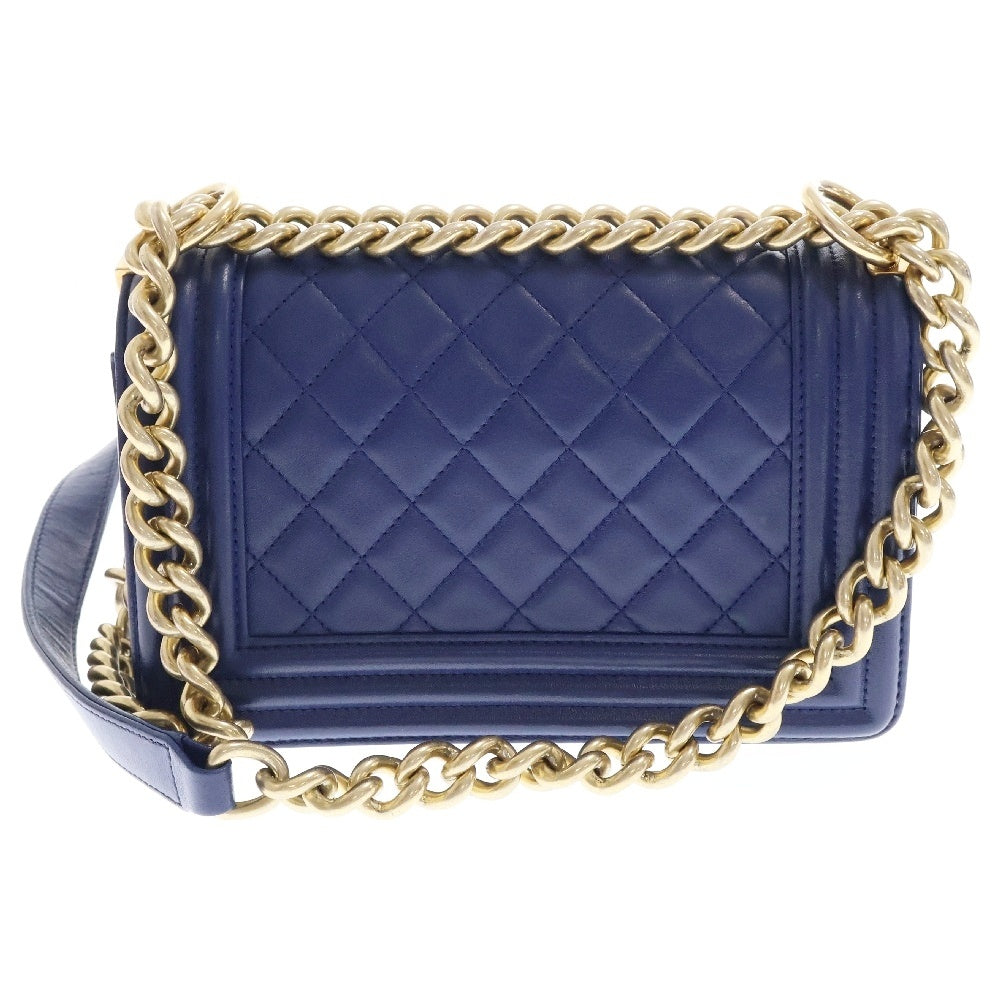 CHANEL(シャネル) ボーイシャネル ココマーク ラムスキン チェーンショルダーバッグ ブルー A67685