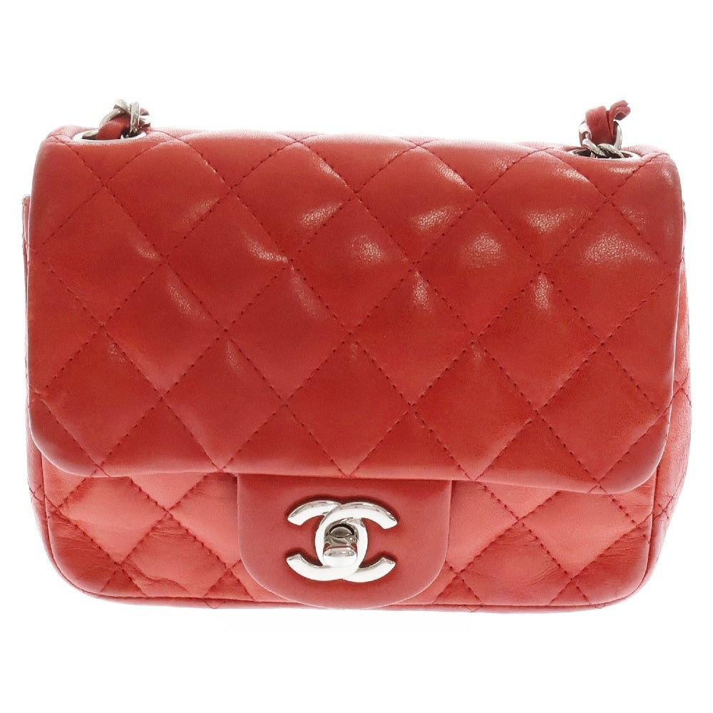 CHANEL(シャネル) ミニマトラッセ ココマーク ラムスキン チェーンショルダーバッグ レッド A35200