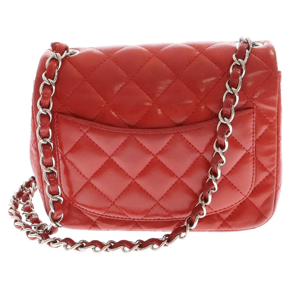 CHANEL(シャネル) ミニマトラッセ ココマーク ラムスキン チェーンショルダーバッグ レッド A35200