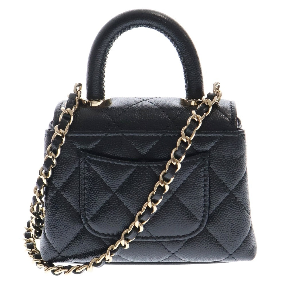 CHANEL(シャネル) マトラッセ ココマーク キャビアスキン 2WAY トップハンドル チェーンショルダーバッグ ブラック