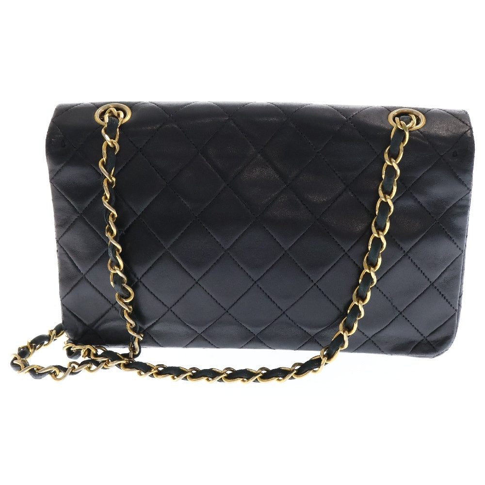 CHANEL(シャネル) ヴィンテージ マトラッセ ココマーク チェーンショルダーセカンドバッグ ブラック