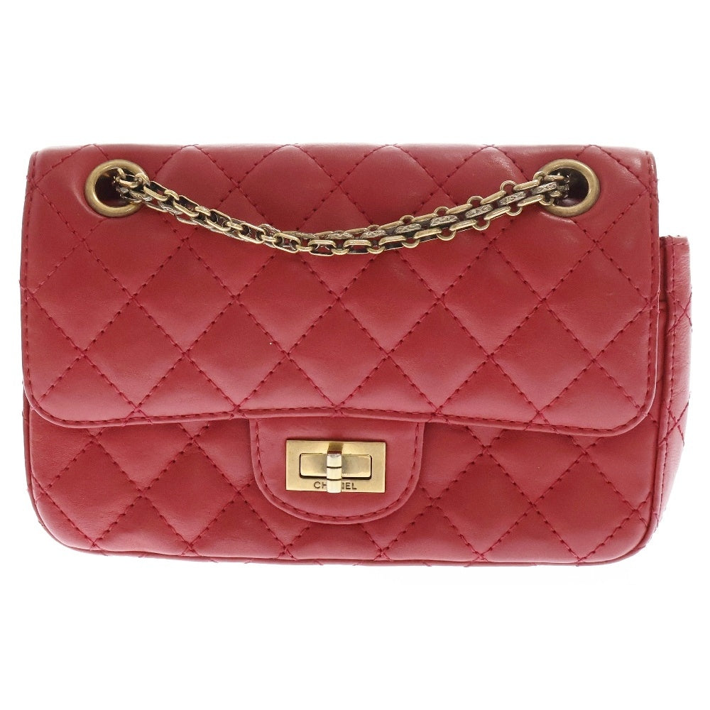 CHANEL(シャネル) ミニマトラッセ カーフスキン ダブルチェーンショルダーバッグ レディース レッド