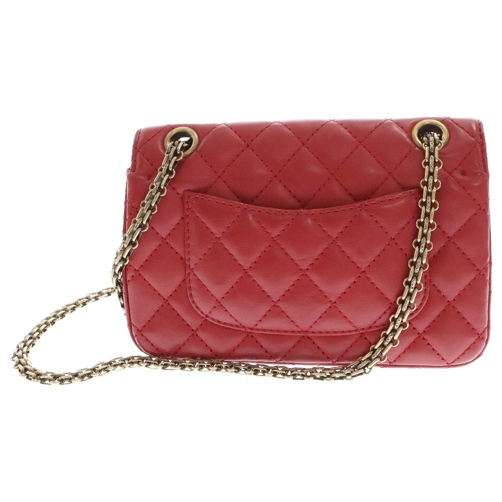 CHANEL(シャネル) ミニマトラッセ カーフスキン ダブルチェーンショルダーバッグ レディース レッド