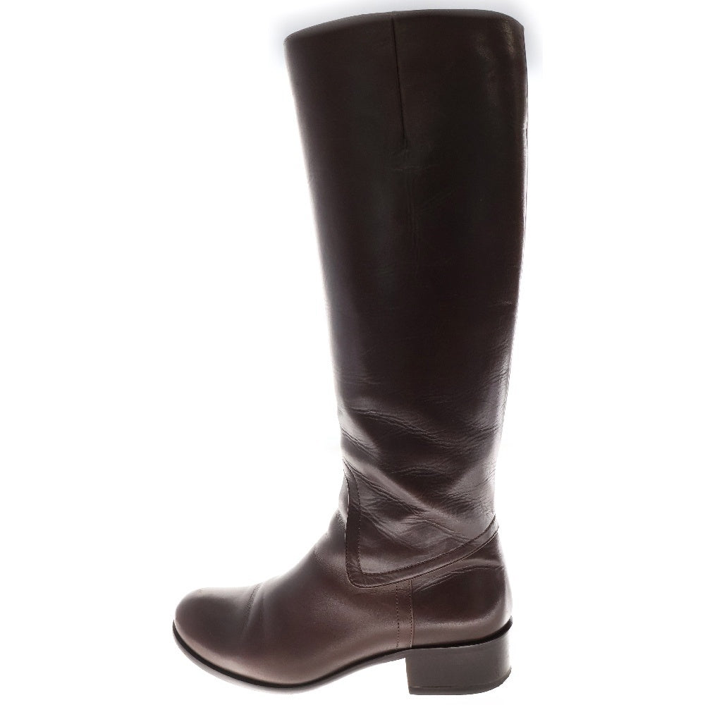 SPORTMAX(スポーツマックス) サイドジップ レザー ロングブーツ ブラウン 7960728