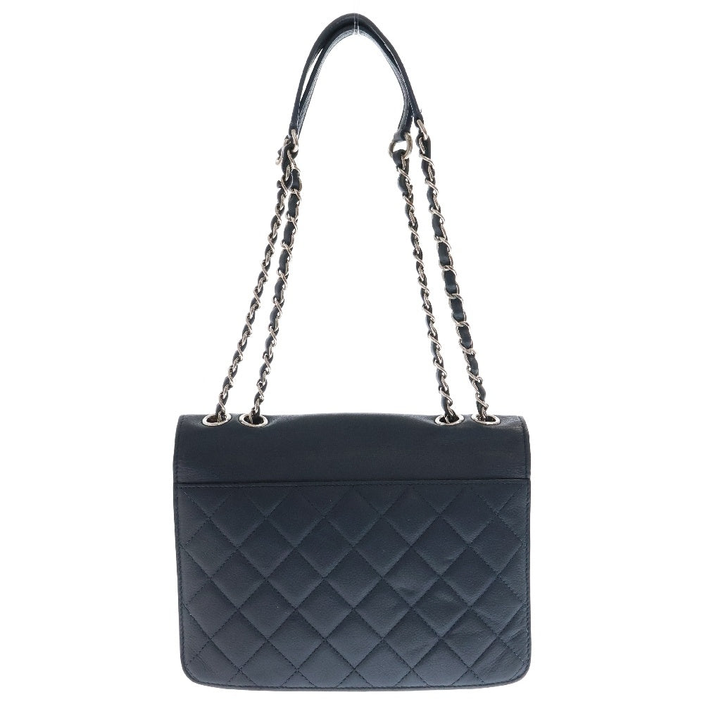 CHANEL(シャネル) キャビアスキン シルバー金具 チェーンショルダーバッグ フラップバッグ ネイビー