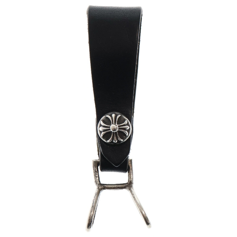 CHROME HEARTS(クロムハーツ) BELT LOOP ベルトループ クロスボールボタン レザーベルトループ シルバー/ブラック