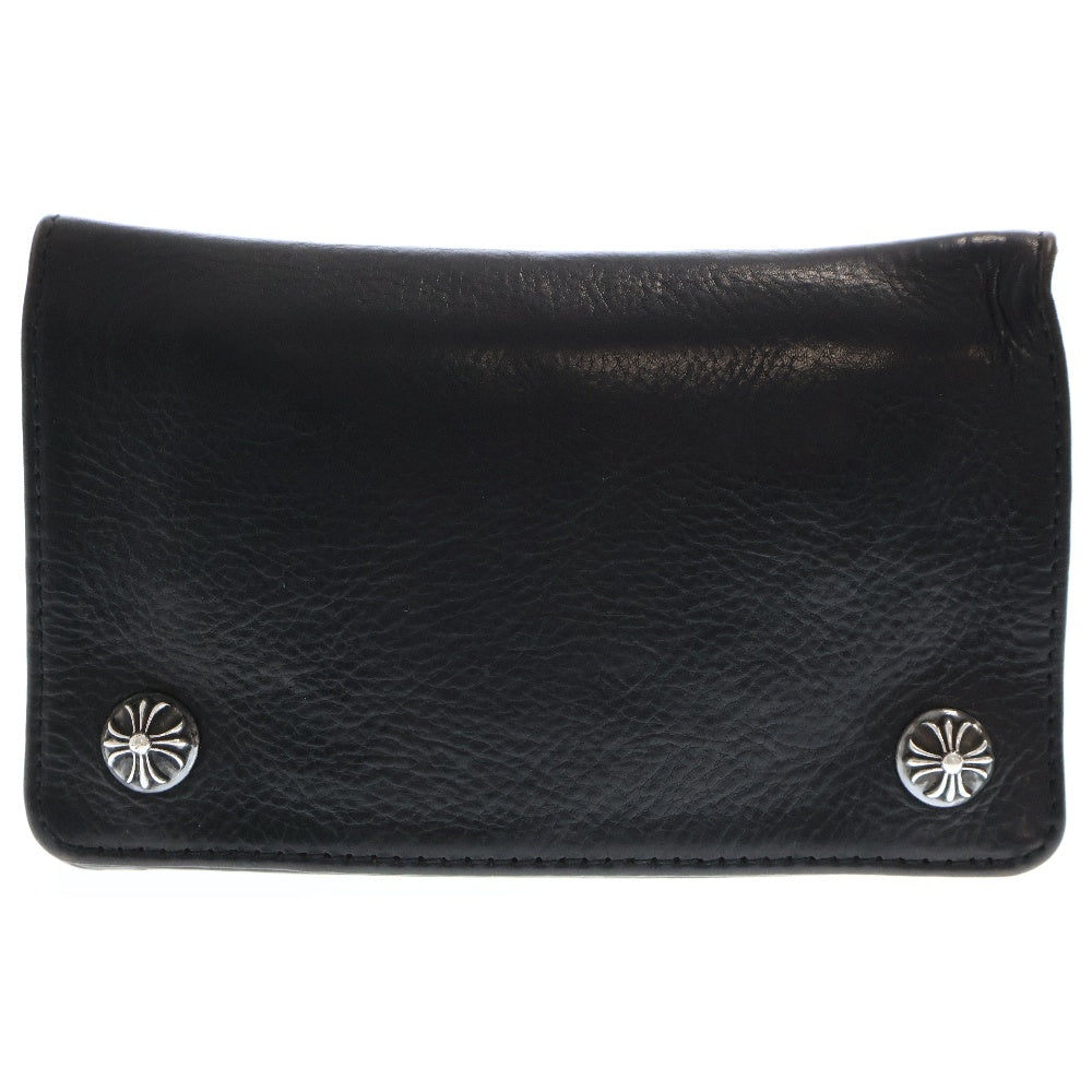CHROME HEARTS(クロムハーツ) 1ZIP 1ジップ クロスボールボタン レザーウォレット 財布 ブラック BCA362