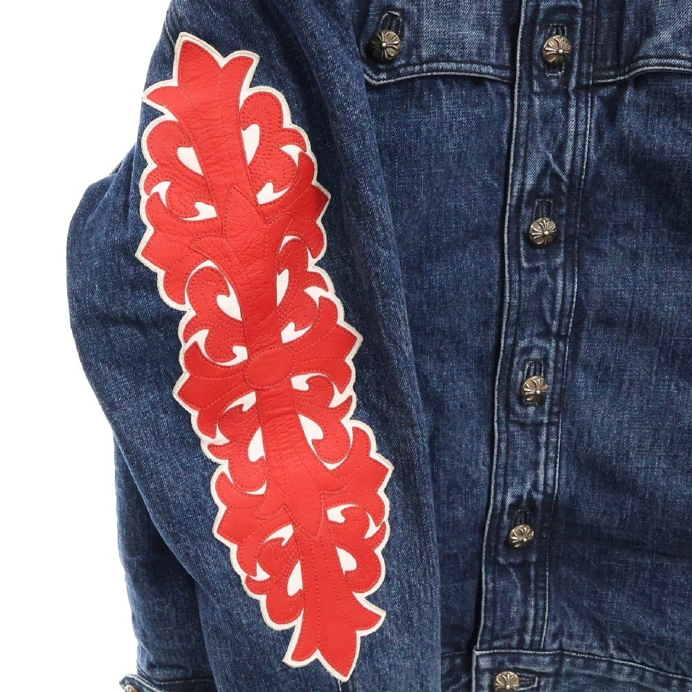 CHROME HEARTS(クロムハーツ) Classic Jeans Floral 袖フローラルクロスパッチ デニムジャケット インディゴ/レッド