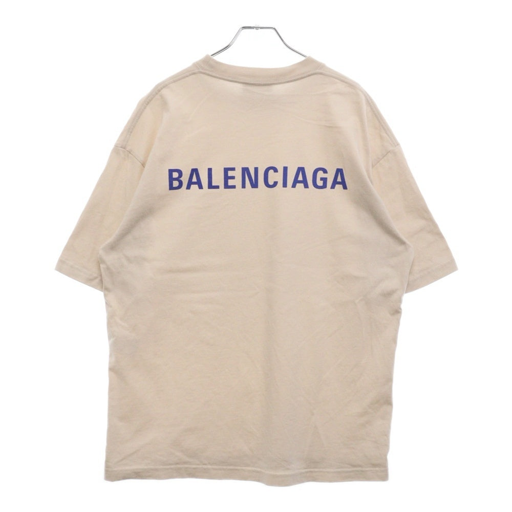 BALENCIAGA(バレンシアガ) 21SS UNISEX LOGO T-SHIRT バックロゴプリント クルーネック半袖Tシャツ アイボリー 612966 TIVG5