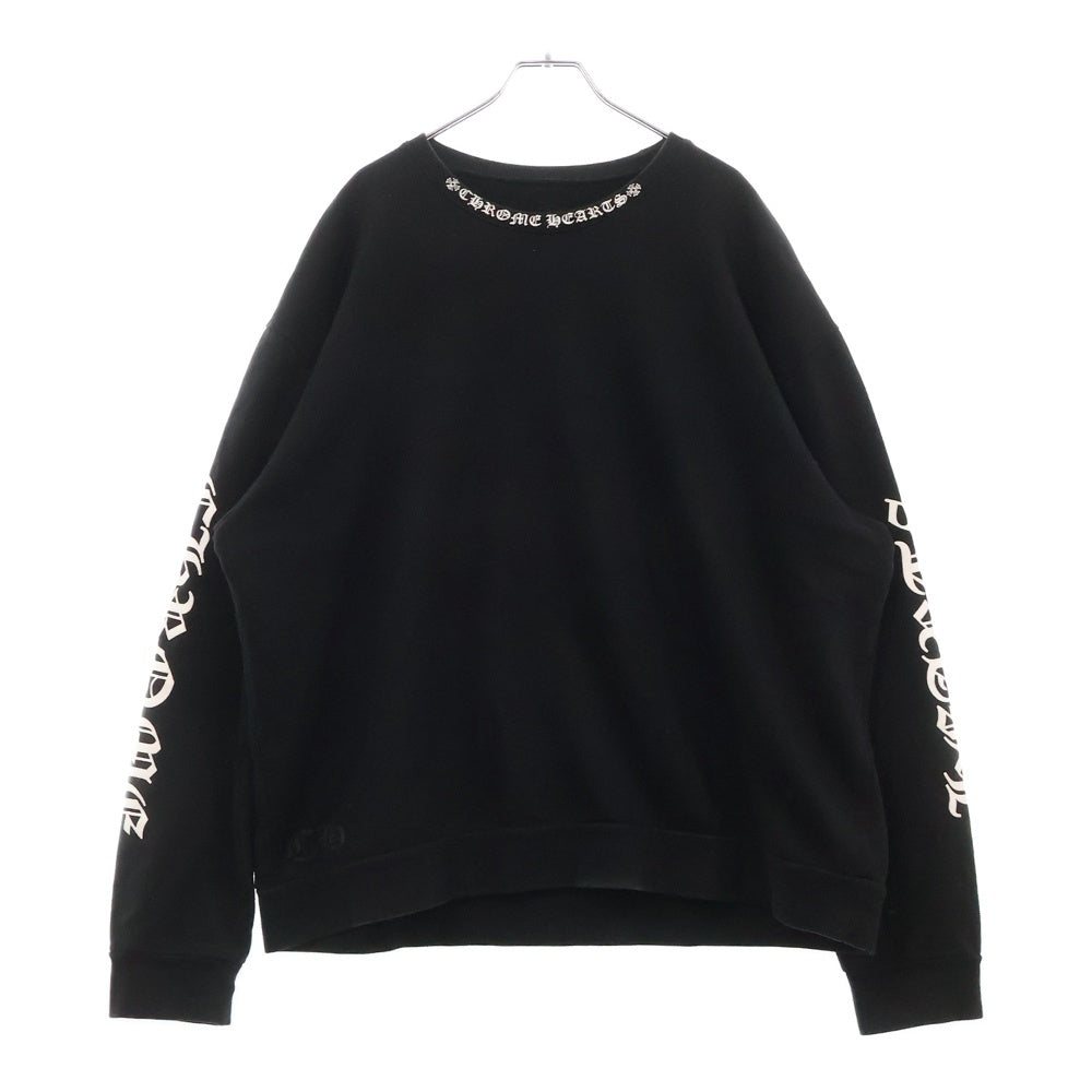 CHROME HEARTS(クロムハーツ) SWTSHRT PLVR ネックロゴプリント クルーネックスウェット トレーナー ブラック