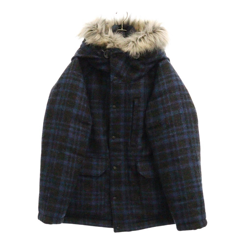 THE NORTH FACE PURPLE LABEL(ノースフェイスパープルレーベル) ×HARRIS TWEED Serow ハリーツイード セロー ツイード ファー付 ダウンジャケット ND2873N チャコール