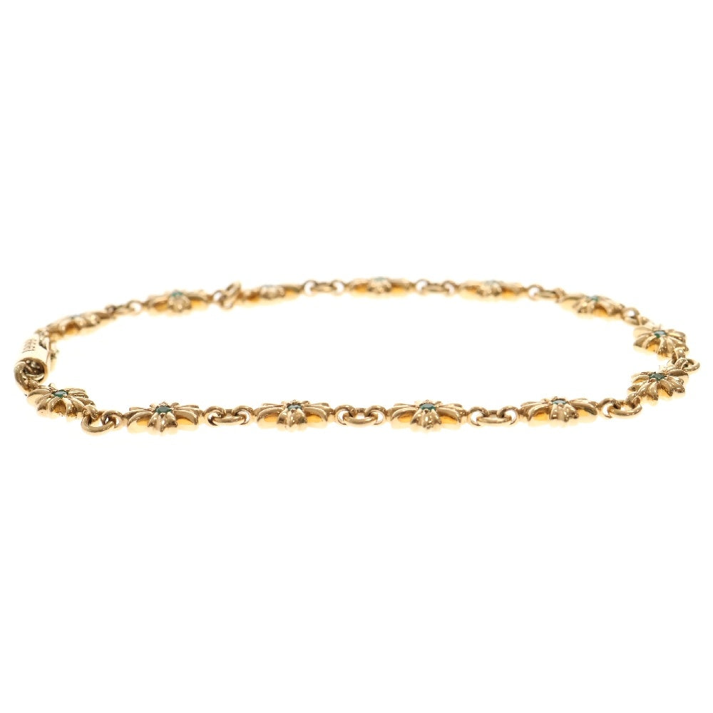 CHROME HEARTS(クロムハーツ) 22K TNY E CH PLS P/EMRLD タイニーE CHプラス ブレスレット PAVEエメラルド ゴールド