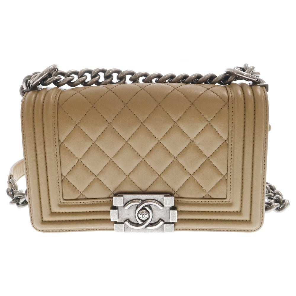 CHANEL(シャネル) ボーイシャネル スモール ラムスキン チェーンショルダーバッグ レディース ベージュ