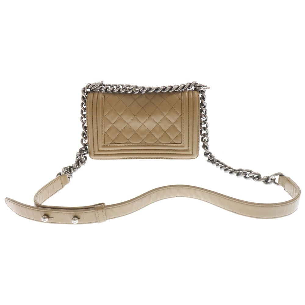 CHANEL(シャネル) ボーイシャネル スモール ラムスキン チェーンショルダーバッグ レディース ベージュ