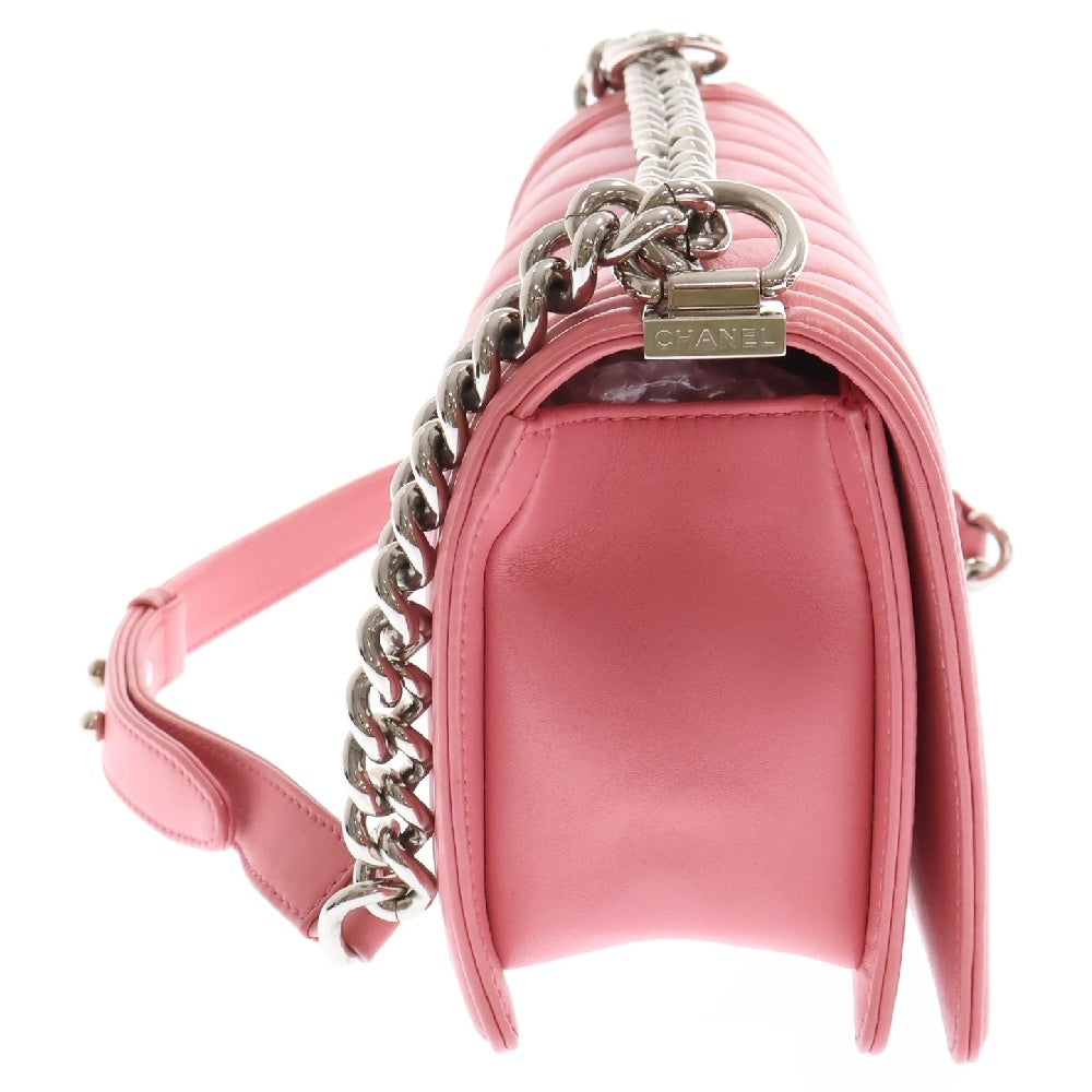 CHANEL(シャネル) ボーイシャネル チェーンショルダーバッグ Vステッチ シェブロン カーフスキン レディース A67086 ピンク