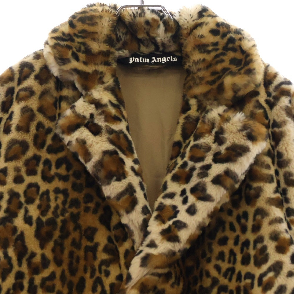Palm Angels(パームエンジェルス) 21AW Leopard Print Faux Fur Coat レオパード柄 ファーコートジャケット ブラウン PMEA184F21FAB001