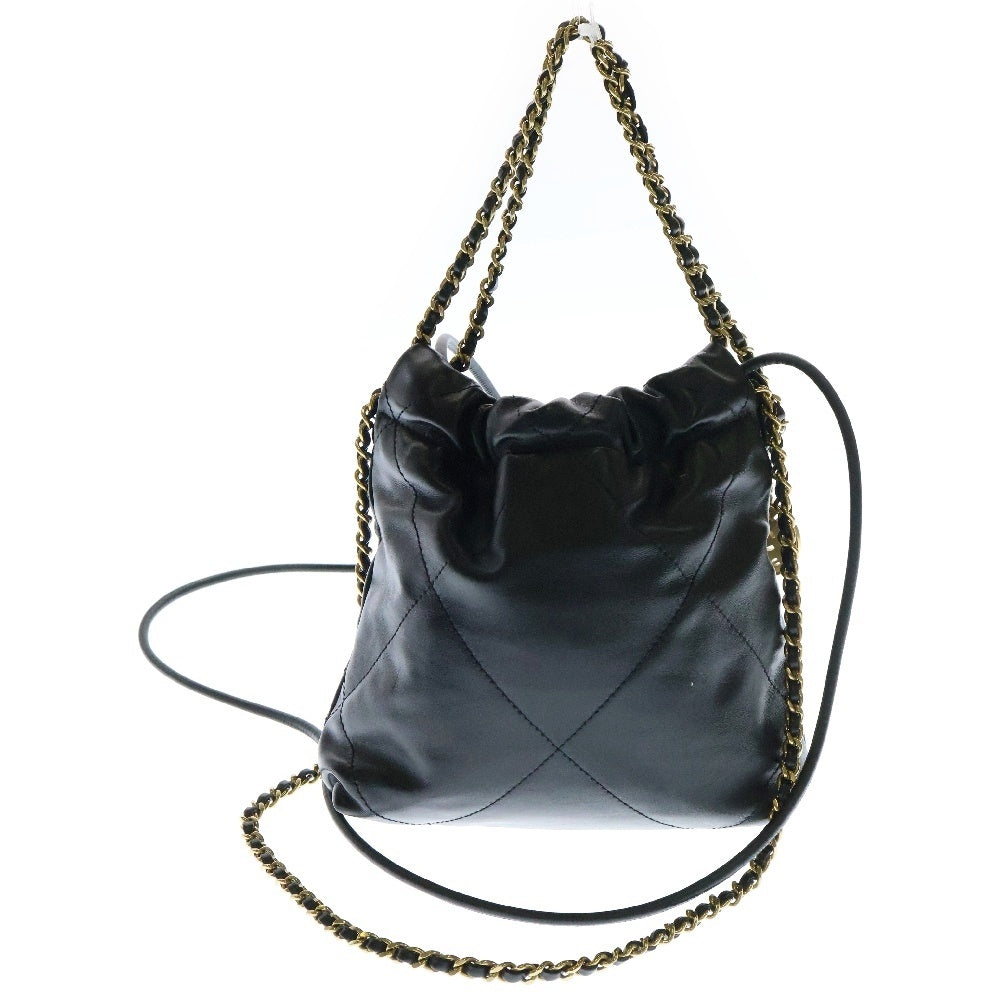 CHANEL(シャネル) シャネル22 スモール ショルダーバッグ シャイニーカーフスキン ブラック AS3260
