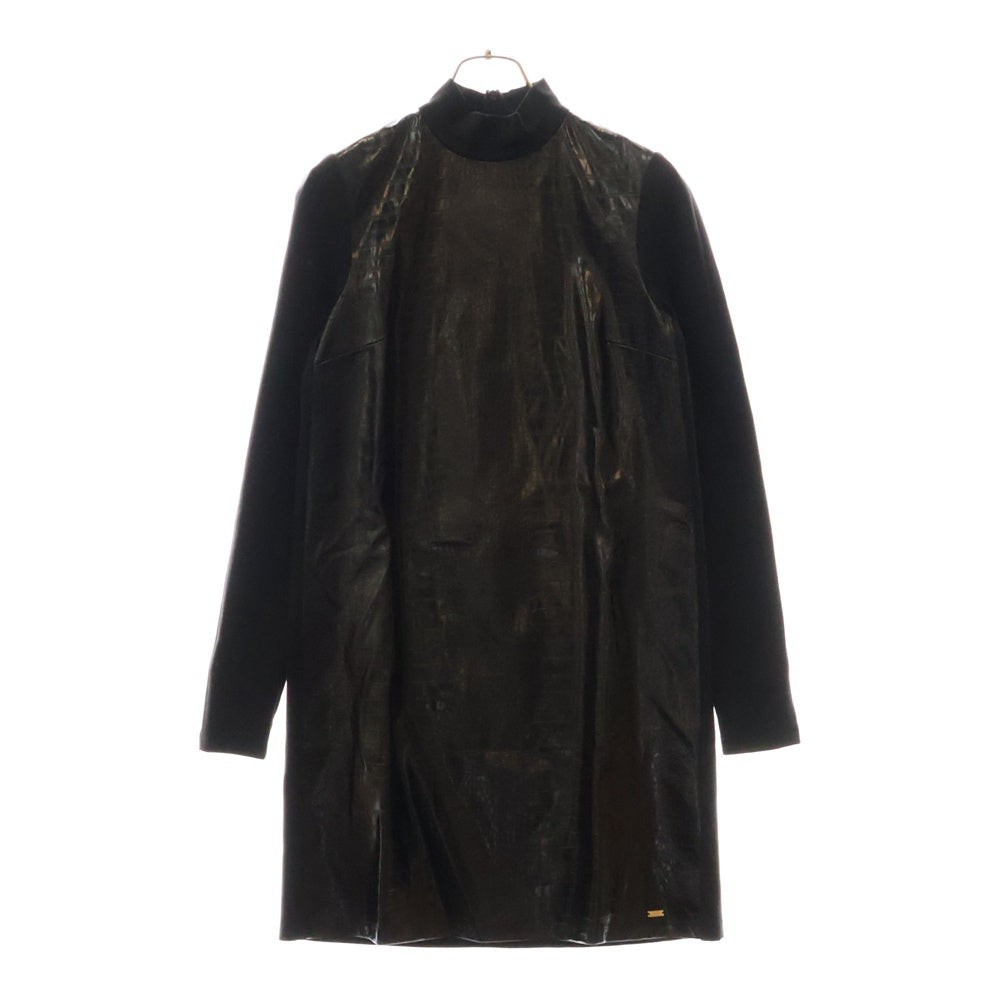 Armani Exchange(アルマーニ エクスチェンジ) クロコ柄 ジャージー素材 切り替え ストレッチ ワンピース 6LYA88 YJ6WZ レディース ブラック