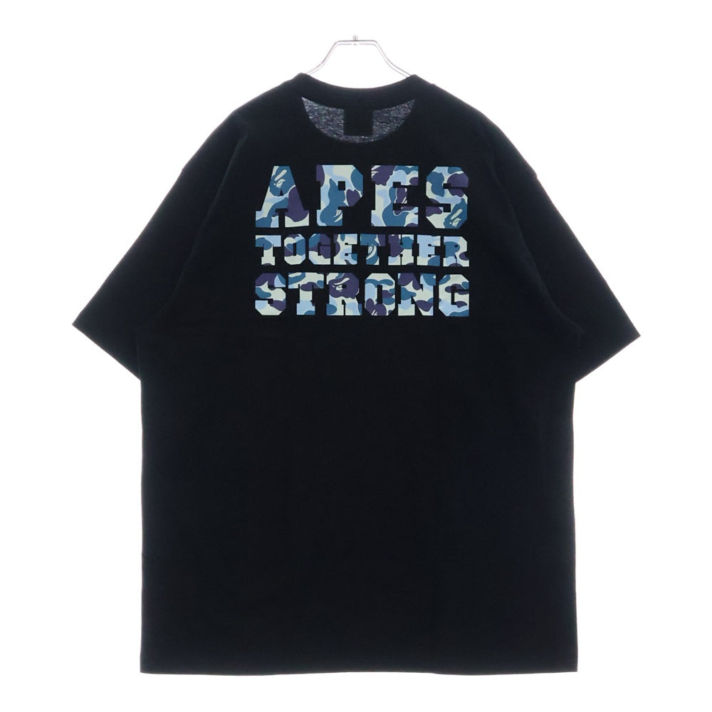 A BATHING APE(アベイシングエイプ) ABC CAMO COLLEGE ATS TEE ABC カモ カレッジ ATS 半袖Tシャツカットソー ブラック/ブルー 001TEL30101M