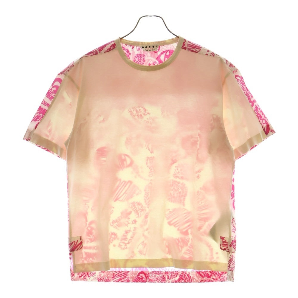 MARNI(マルニ) 21SS 総柄プリントTシャツ クルーネックTシャツ ホワイト/ピンク HUMU0009Q0 STJ333