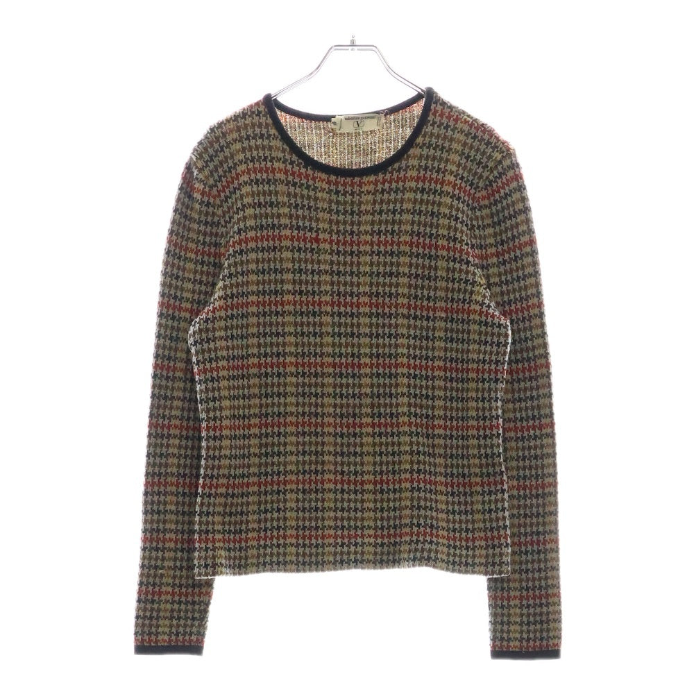 valentino garavan(ヴァレンティノガラヴァーニ) ラウンドネック チェックウール ニットセーター レディース ブラウン