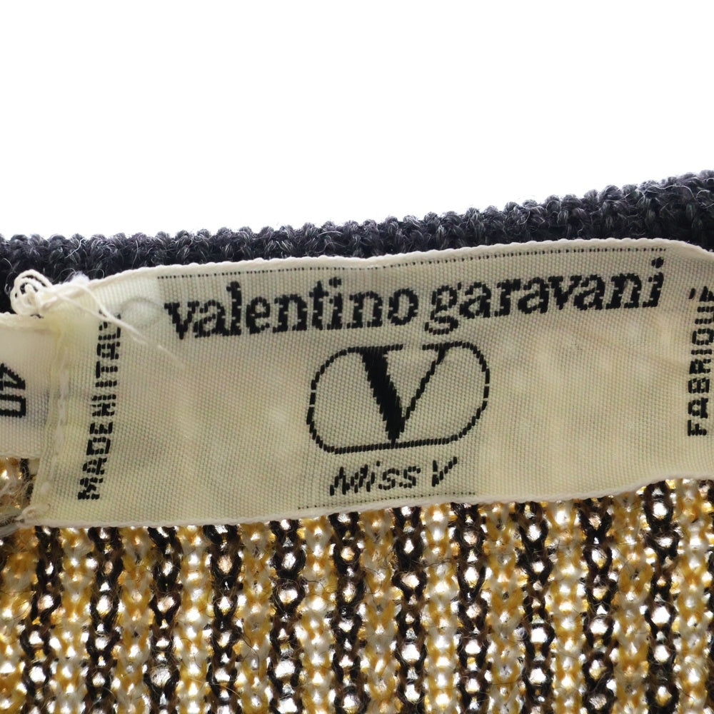 valentino garavan(ヴァレンティノガラヴァーニ) ラウンドネック チェックウール ニットセーター レディース ブラウン