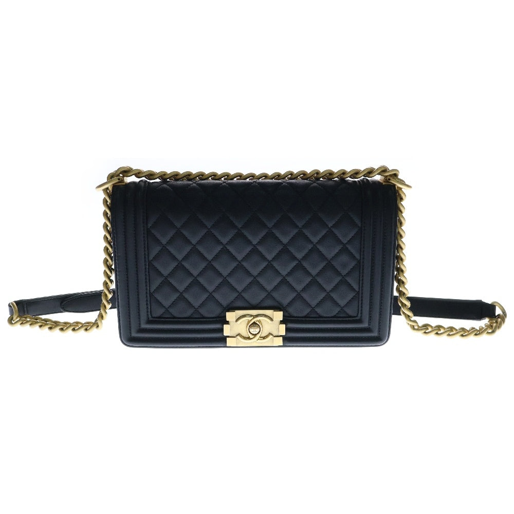 CHANEL(シャネル) ボーイシャネル25 ココマーク ラムスキン チェーンショルダーバッグ ブラック A67686