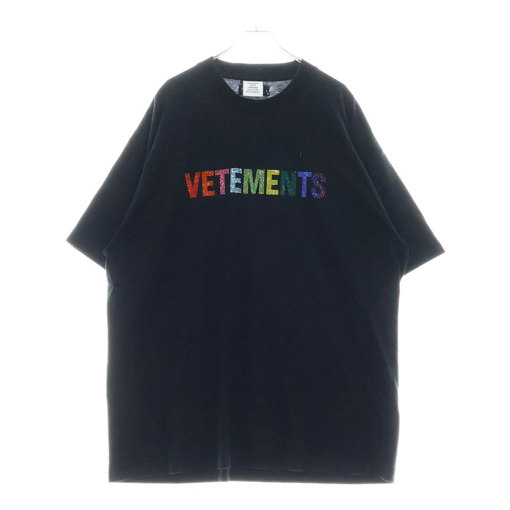 VETEMENTS(ヴェトモン) 22SS MULTICOLOR CRYSTAL LOGO T-SHIRT UE52TR510B マルチカラー クリスタルロゴ Tシャツ 半袖カットソー ブラック