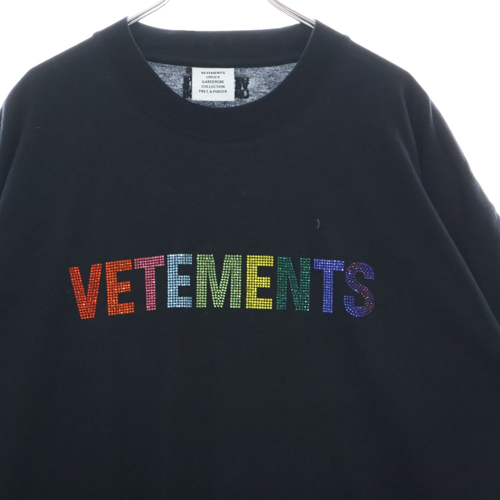 VETEMENTS(ヴェトモン) 22SS MULTICOLOR CRYSTAL LOGO T-SHIRT UE52TR510B マルチカラー クリスタルロゴ Tシャツ 半袖カットソー ブラック