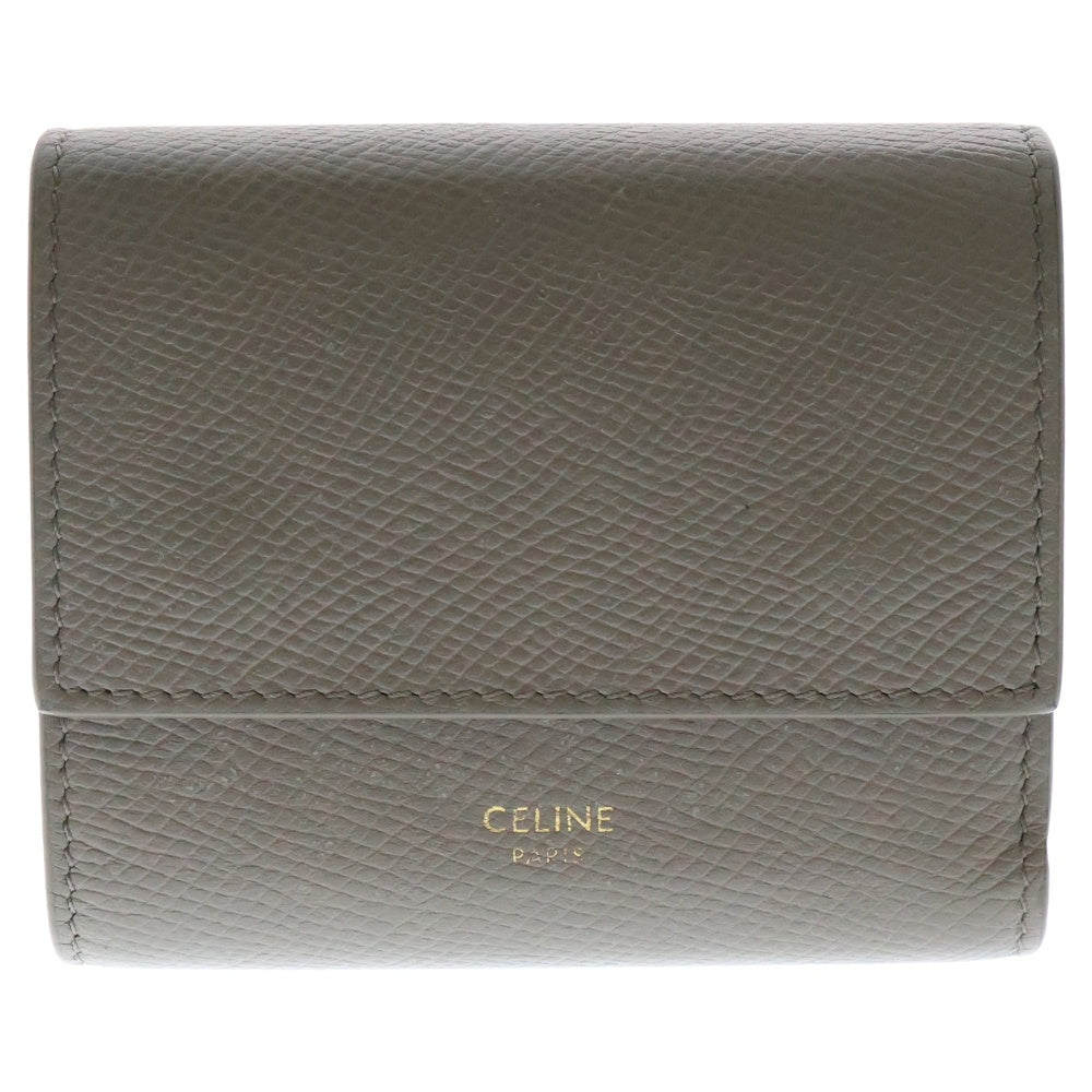 CELINE(セリーヌ) スモール トリフォールド グレインドカーフスキン コンパクトウォレット グレー10B573BEL.10BL