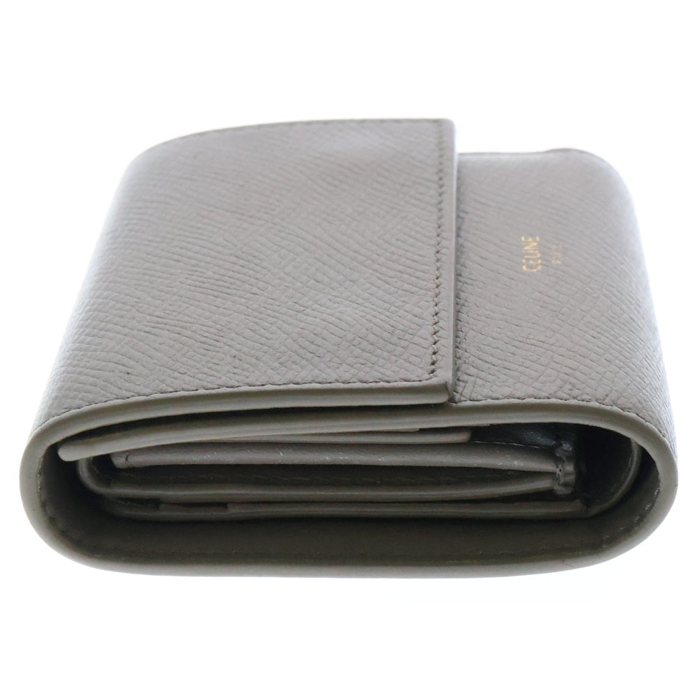 CELINE(セリーヌ) スモール トリフォールド グレインドカーフスキン コンパクトウォレット グレー10B573BEL.10BL
