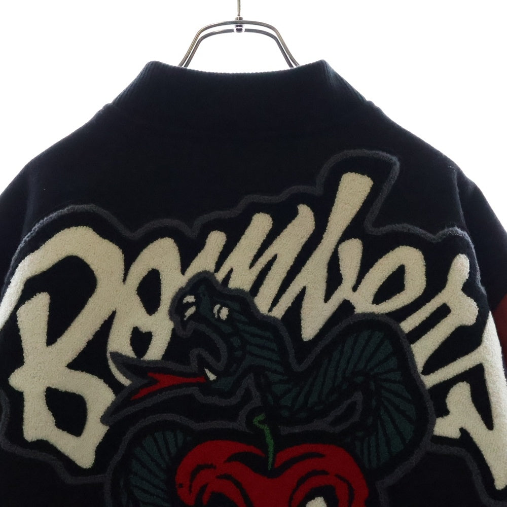 SUPREME(シュプリーム) ×WTAPS 21AW VARSITY JACKET ワッペン装飾 レザー切り替えスタジアムジャケット ブラック/レッド