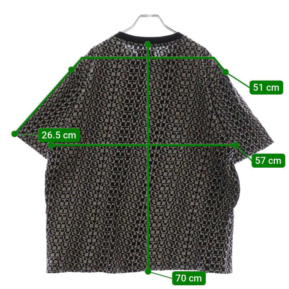 STUSSY(ステューシー) 20SS ×CPFM JACQUARD CREW ジャガード クルーネック半袖ニットシャツ ブラック/ホワイト