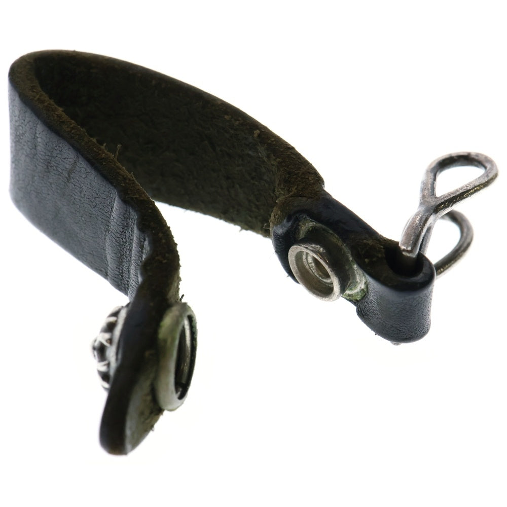 CHROME HEARTS(クロムハーツ) BELT LOOP クロスボールボタンレザーベルトループ シルバー/ブラック BCA397