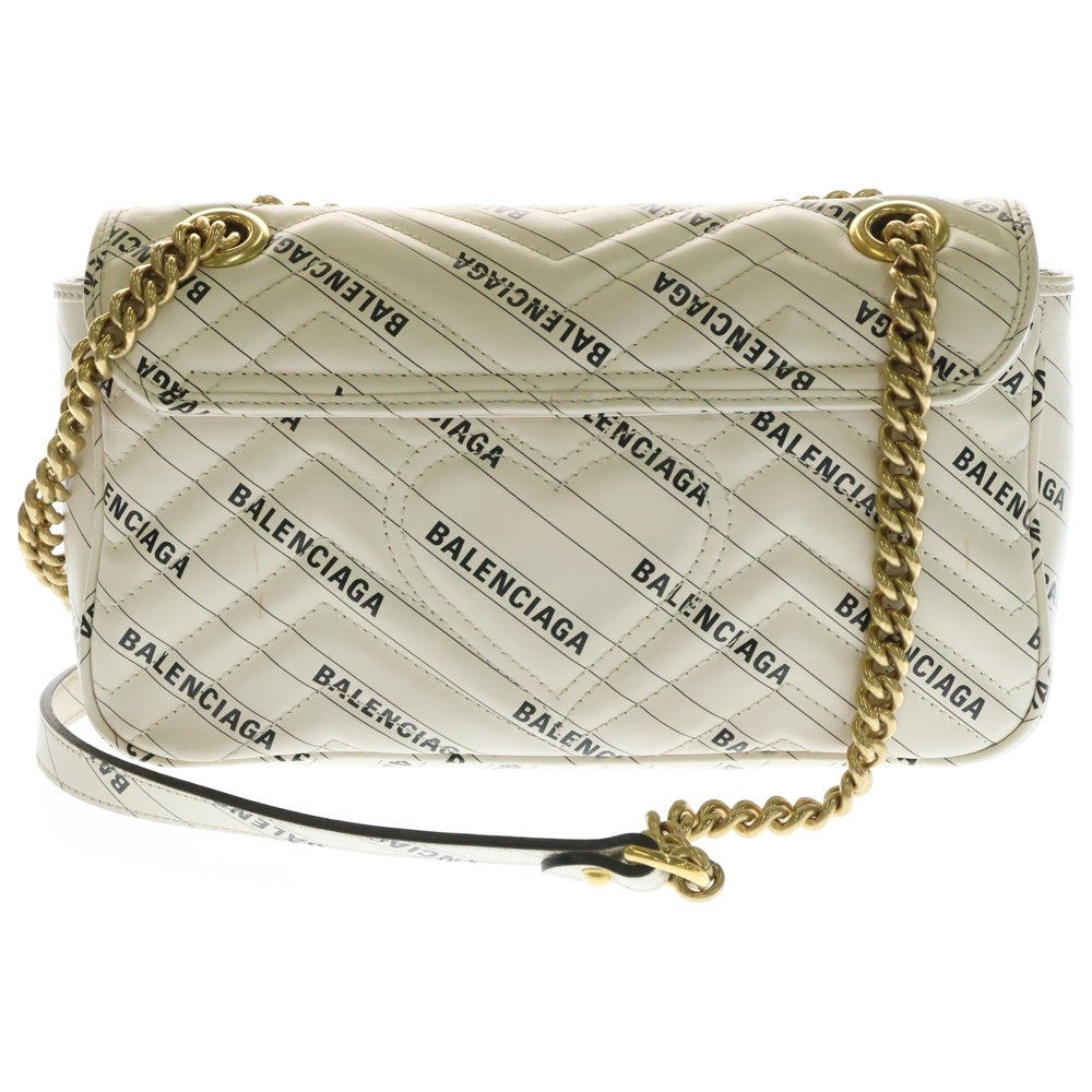 GUCCI(グッチ) ×Balenciaga GGマーモント ブランドロゴ総柄 チェーンショルダーバッグ アイボリー 443497