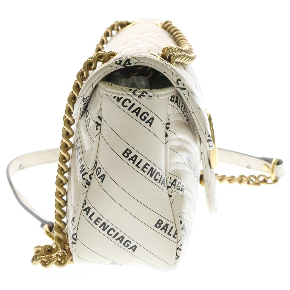 GUCCI(グッチ) ×Balenciaga GGマーモント ブランドロゴ総柄 チェーンショルダーバッグ アイボリー 443497