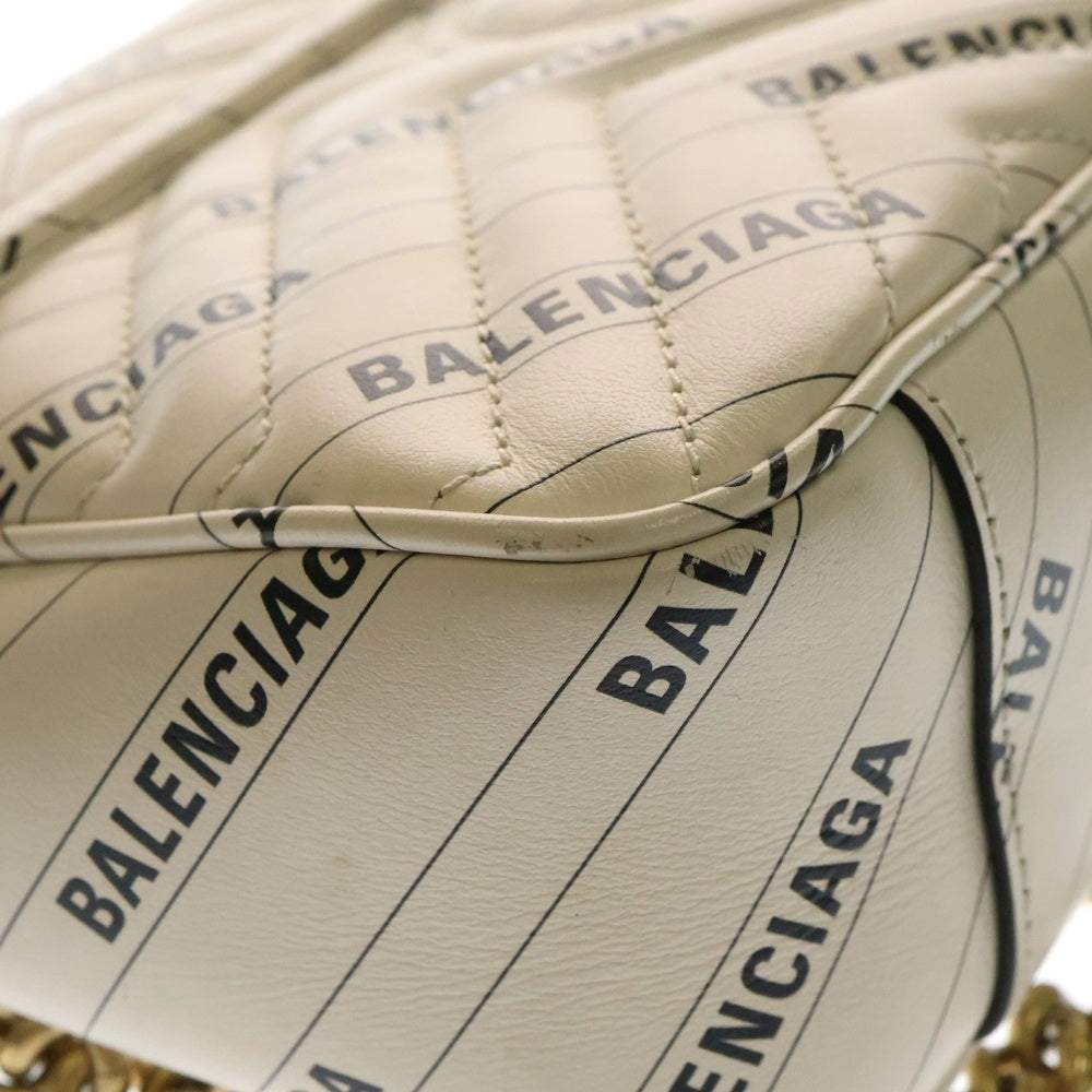 GUCCI(グッチ) ×Balenciaga GGマーモント ブランドロゴ総柄 チェーンショルダーバッグ アイボリー 443497