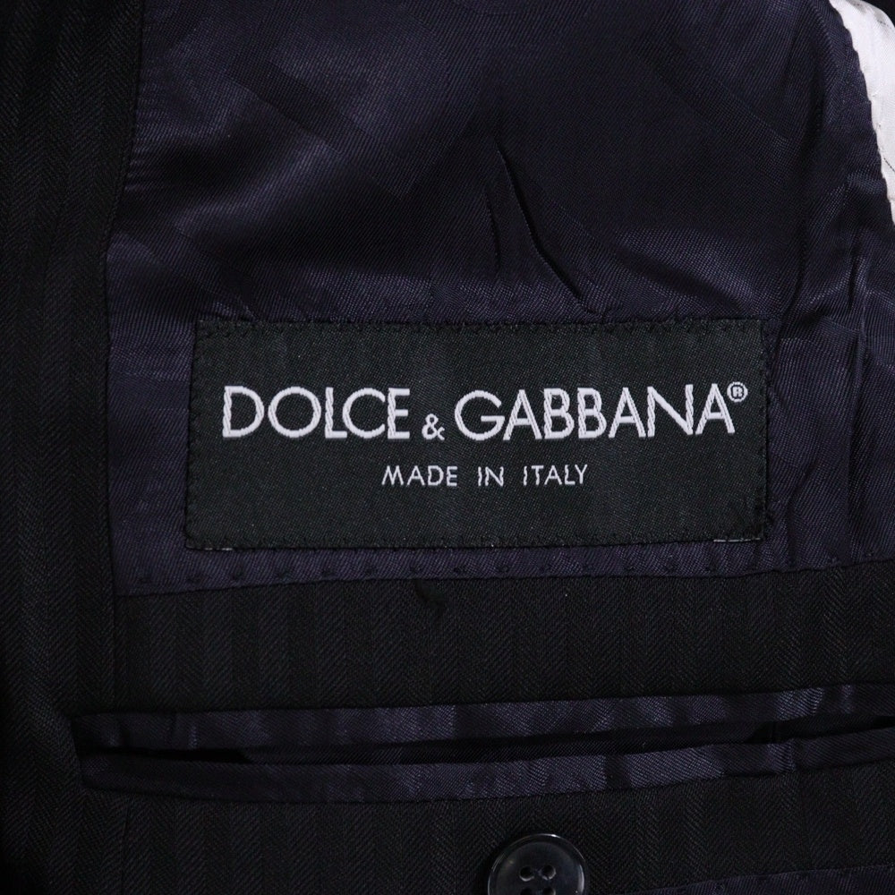 DOLCE & GABBANA(ドルチェアンドガッバーナ) 08年製 MARTINI マルティニ 裏地総柄ロゴ ピンストライプ セットアップスーツ ブラック