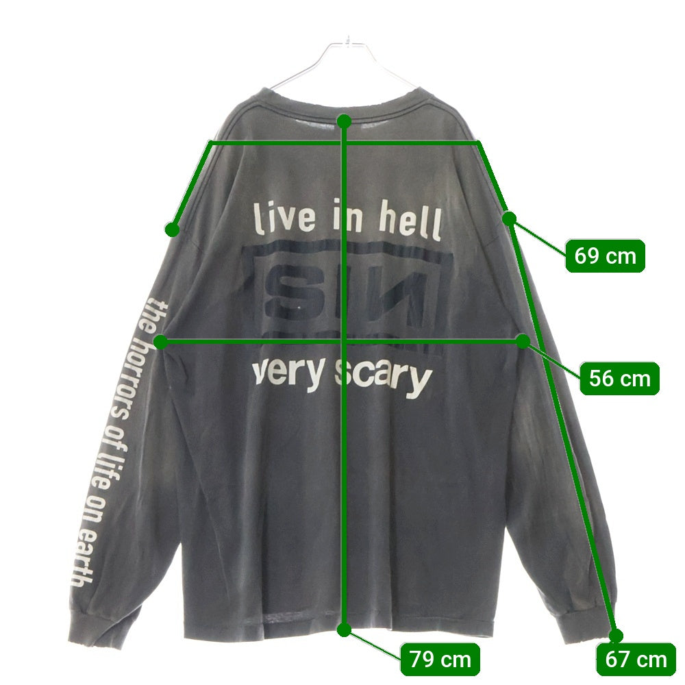 SAINT MICHAEL(セントマイケル) 22AW SIN LS TEE 両面プリント 長袖Tシャツカットソー グレー SM-A22-0000-012