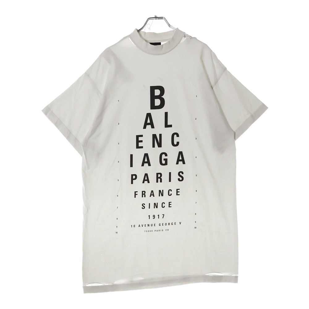 BALENCIAGA(バレンシアガ) 25SS Oversized Tee フロントプリント ダメージ加工 クルーネック半袖Tシャツカットソー ホワイト 811688 TRVU6