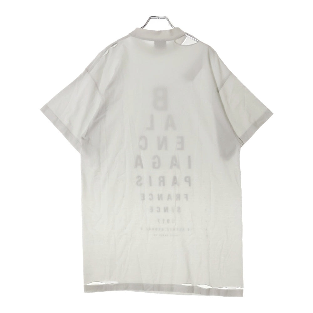 BALENCIAGA(バレンシアガ) 25SS Oversized Tee フロントプリント ダメージ加工 クルーネック半袖Tシャツカットソー ホワイト 811688 TRVU6